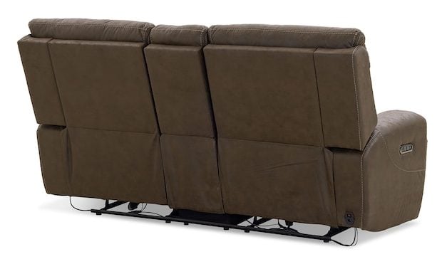 Bassett Club Level 3535-PC42J Nathan Power Reclining Loveseat with Center Console - Nathan Java Bassett Club Level 3535-PC42J Nathan Power Reclining Loveseat with Center Console - Nathan Java