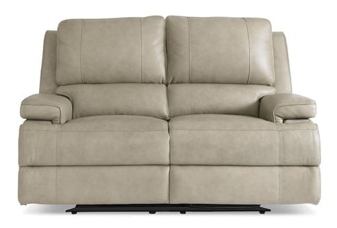 Bassett Club Level 3729-P42F Parsons Leather Power Reclining Loveseat Parsons Flax