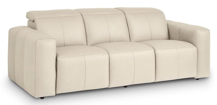 Bassett Club Level 3734-P62L Airy Leather Power Reclining Sofa - Airy Linen