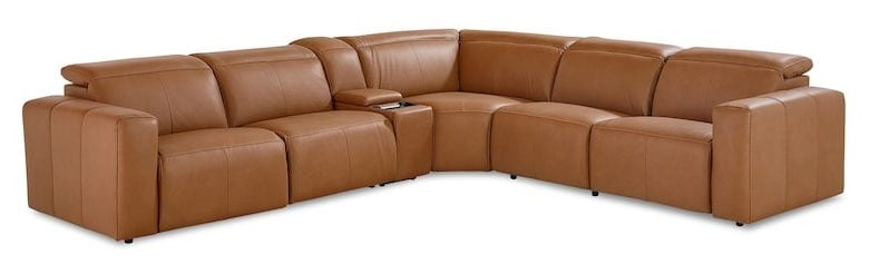 Bassett Club Level 3734-LSECT6A Airy Leather Power Reclining Sectional - Airy Antelope