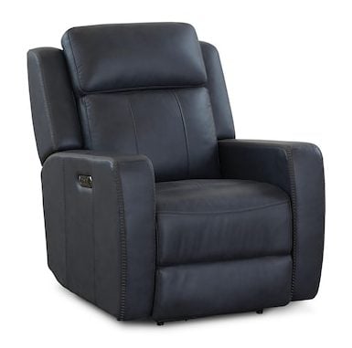 Bassett Club Level 3752-P0S Norwood Leather Zero Gravity Power Glider Recliner - Norwood Slate