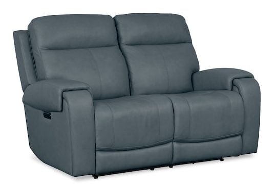 Bassett Club Level 3760-P42A Avery Leather Power Reclining Loveseat - Avery Azure