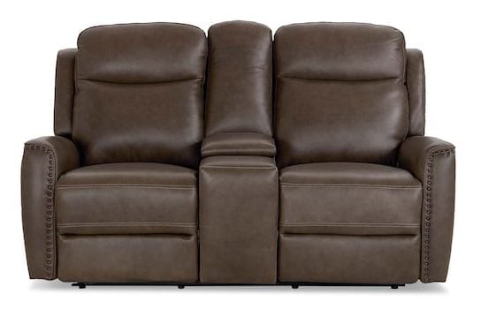 Bassett Club Level 3793-PC42S Douglas Leather Power Reclining Loveseat with Center Console - Douglas Sable Bassett Club Level 3793-PC42S Douglas Leather Power Reclining Loveseat with Center Console - Douglas Sable