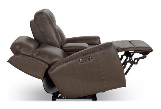 Bassett Club Level 3793-PC42S Douglas Leather Power Reclining Loveseat with Center Console - Douglas Sable Bassett Club Level 3793-PC42S Douglas Leather Power Reclining Loveseat with Center Console - Douglas Sable