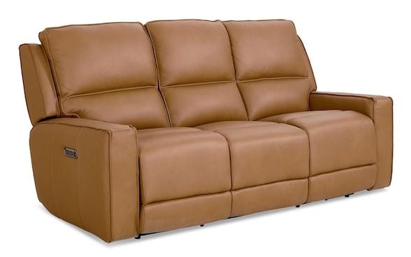 Bassett Club Level 3795-P62A Raymond Leather Power Reclining Sofa -  Raymond Antelope
