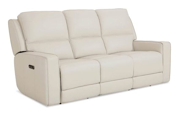 Bassett Club Level 3795-P62V Raymond Leather Power Reclining Sofa - Raymond Vanilla