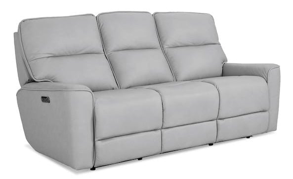 Bassett Club Level 3797-P62M Kenneth Leather Power Reclining Sofa - Kenneth Mist