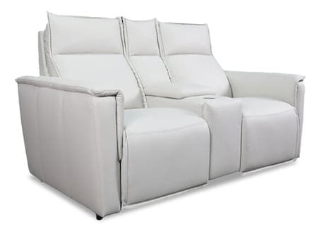 Bassett Club Level 3799-PC42V Chauncey Leather Power Reclining Loveseat with Center Console