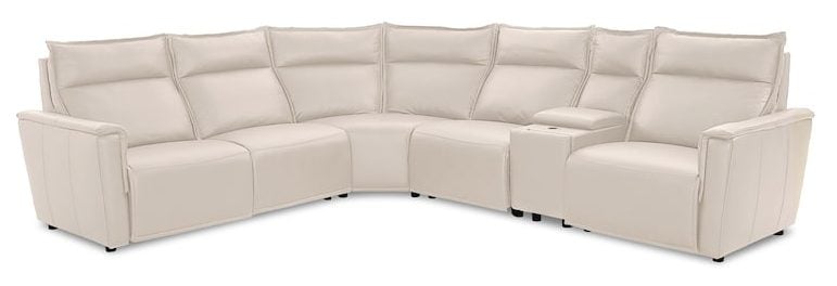 Bassett Club Level 3799-MSECTV Chauncey Leather Power Reclining Sectional - Chauncey Vanilla