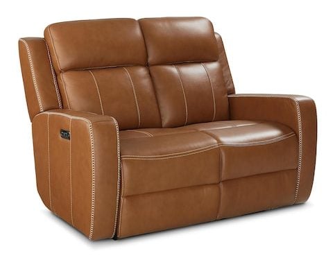 Bassett Club Level 3752-P42T Norwood Leather Power Reclining Loveseat - Norwood Tan