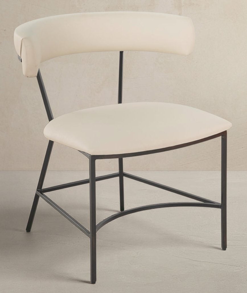 Gabby Home SCH-175625 Matlock Metal Faux Leather Dining Chair - White Dark Bronze