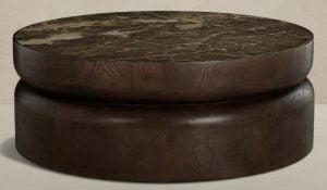 Gabby Home SCH-175969 Summit Ash Burl Circle Pedestal Coffee Table - Dusk