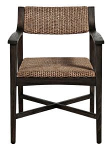Gabby Home SCH-160340 Richard Rubber Wood Seagrass Mod Curved Armchair - Dark Brown
