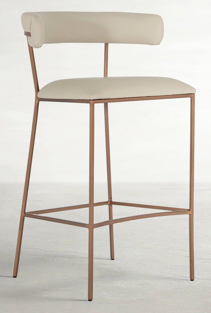 Gabby Home SCH-175539 Matlock Metal Faux Leather Bar Stool - White Brass