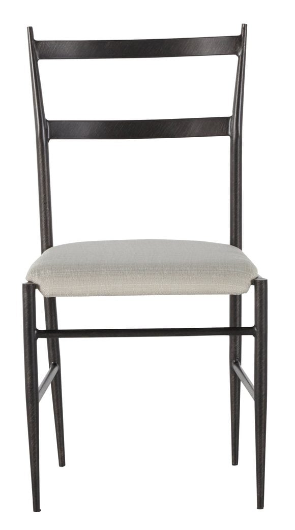 Gabby Home SCH-240510 Ward Faux Leather Iron Tapered Legs Dining Chair - Brushed Black White