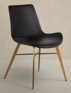 Gabby Home SCH-192350 Hines Faux Leather Stainless Steel Dining Chair - Charcoal Brown Gold