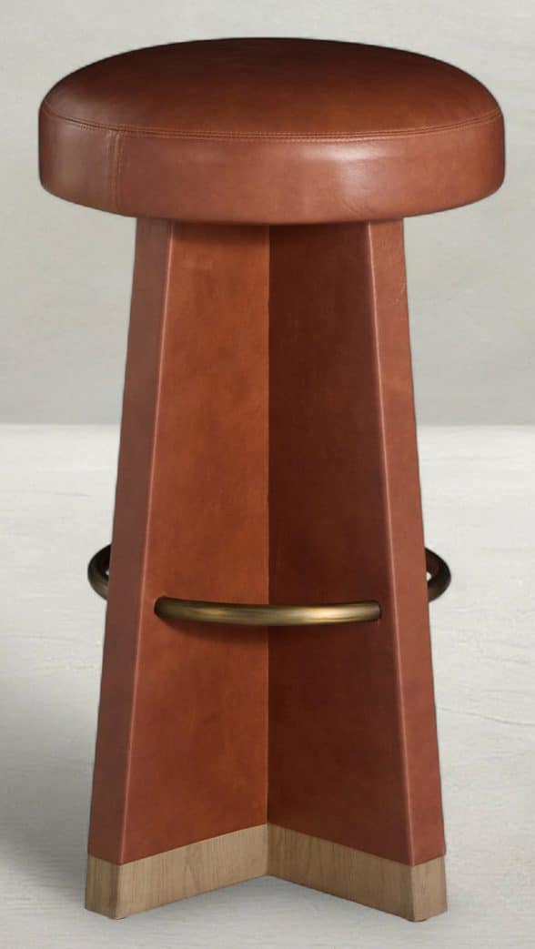 Gabby Home SCH-176009 Plateau Leather Swivel Bar Stool - Dawn