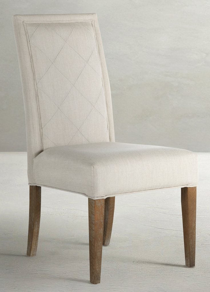 Gabby Home SCH-573-S300-F03 Verona Sunbrella Acrylic Oak Dining Chair - Burnished Linen Dove