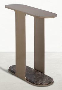 Gabby Home SCH-175943 Cascade Metal Oval Side Table - Dark Emperador