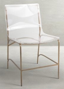 Gabby Home SCH-153000 Penelope Acrylic Iron Armless Dining Chair - Antique Gold Clear