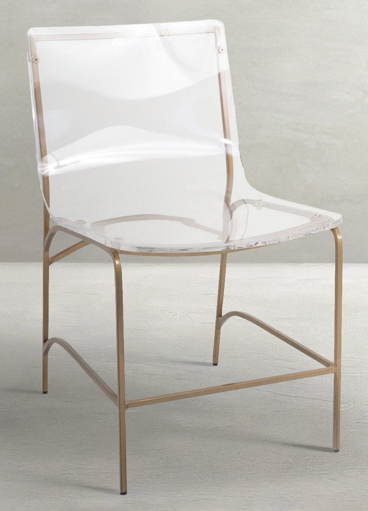 Gabby Home SCH-153000 Penelope Acrylic Iron Armless Dining Chair - Antique Gold Clear