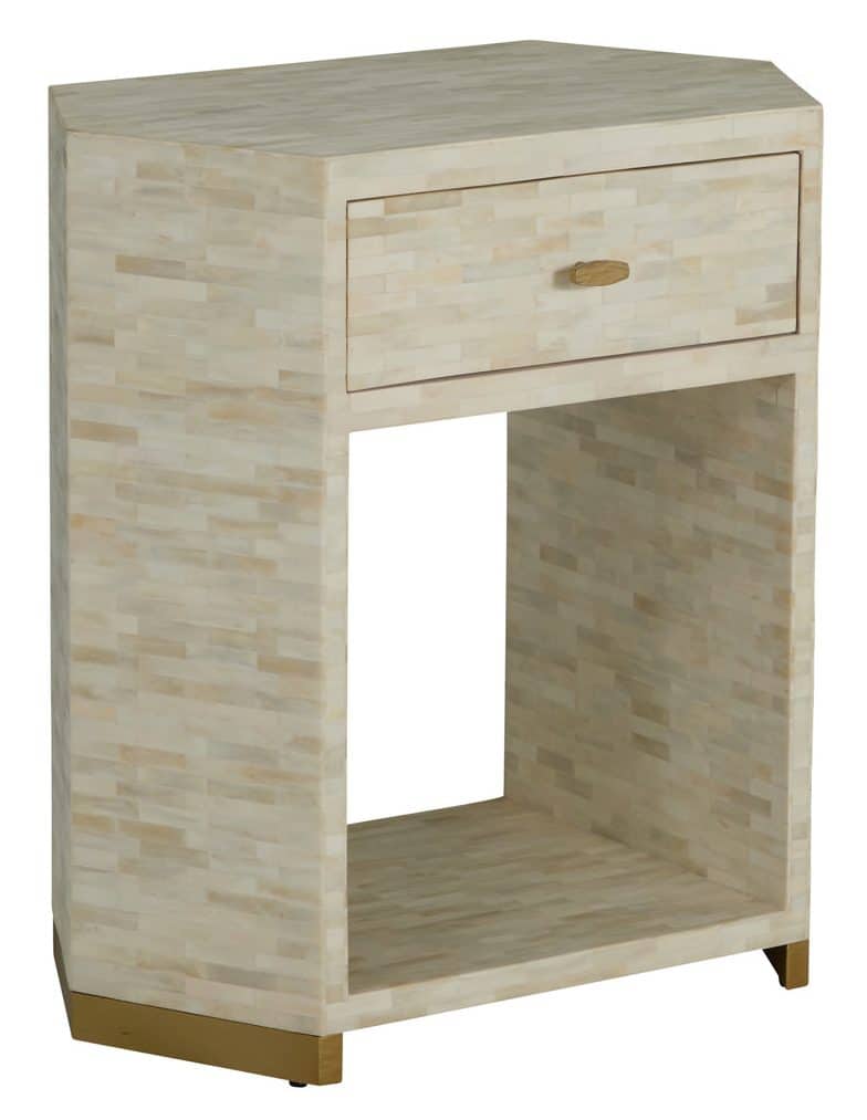 Gabby Home SCH-176033 Windsor Bone Inlay Nightstand - 1 Drawers, Natural Bone