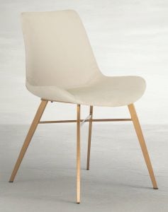 Gabby Home SCH-175623 Hines Faux Leather Stainless Steel Dining Chair - White Gold