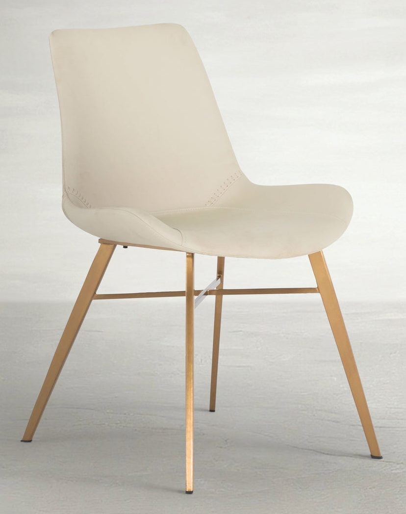 Gabby Home SCH-175623 Hines Faux Leather Stainless Steel Dining Chair - White Gold