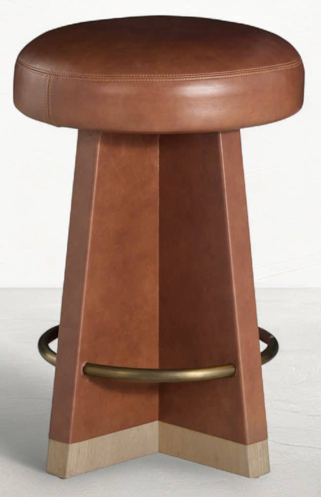 Gabby Home SCH-176002 Plateau Leather Swivel Counter Stool - Dawn