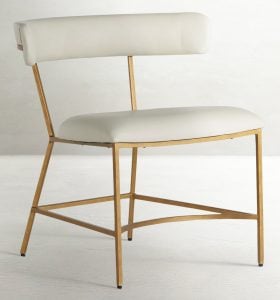 Gabby Home SCH-167085 Matlock Metal Faux Leather Dining Chair - White Antique Gold