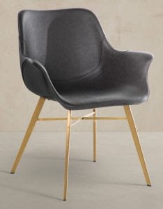 Gabby Home SCH-192351 Channing Faux Leather Metal Dining Chair - Charcoal Brown
