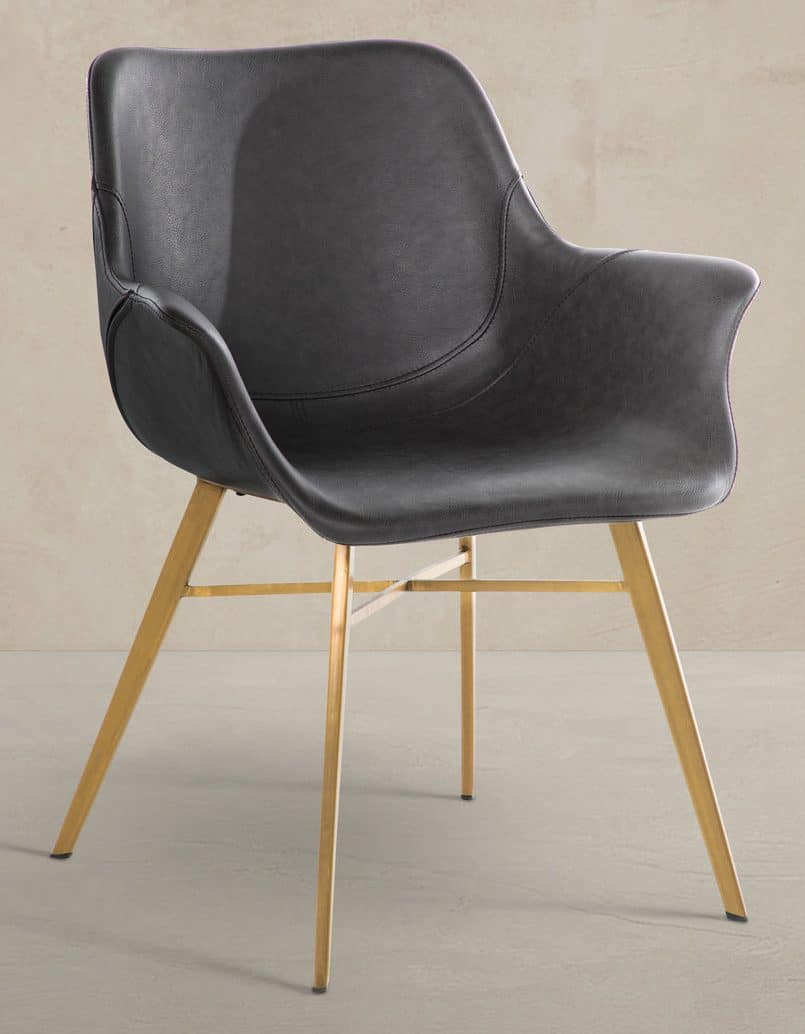 Gabby Home SCH-192351 Channing Faux Leather Metal Dining Chair - Charcoal Brown