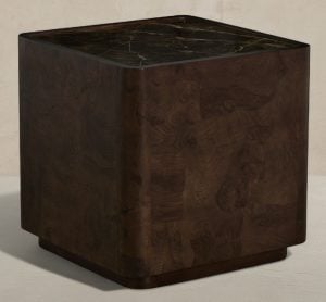 Gabby Home SCH-175952 Summit Ash Burl Square Pedestal Side Table - Dusk